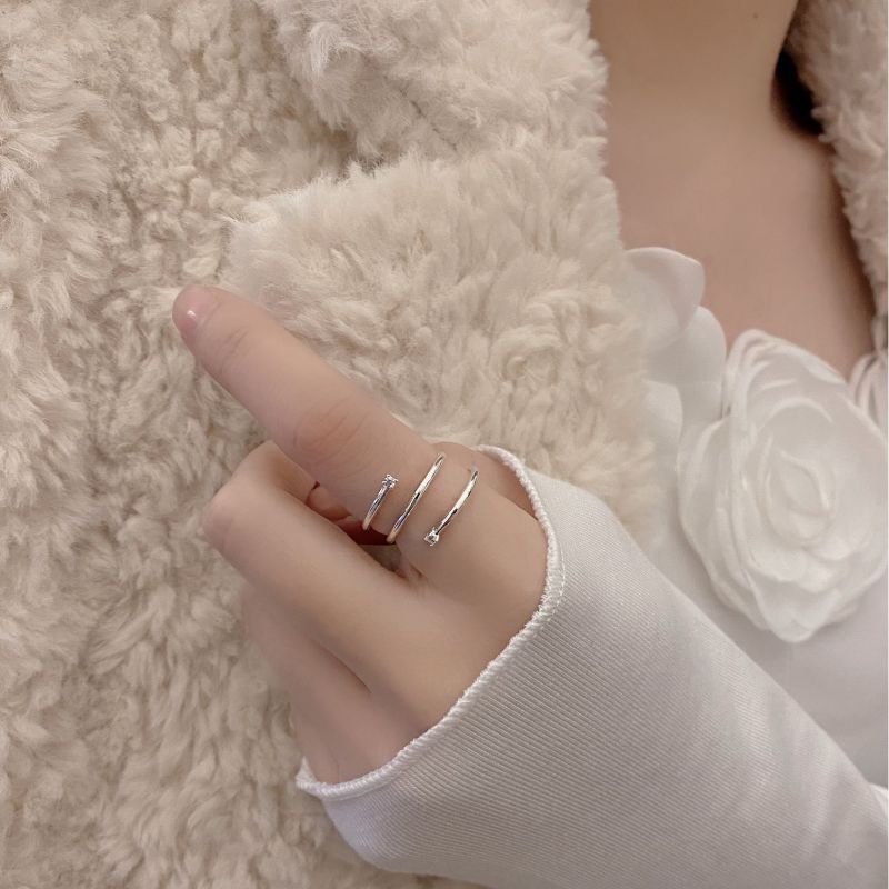 925 Sterling Silver Geometric Open Rings Rings display picture 7