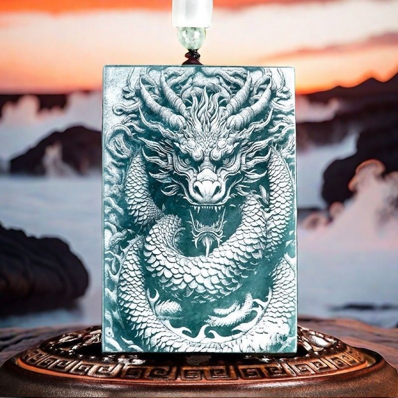 Joyería Qirui transmisión en vivo natural A mercancía jade doble cara talla colgante marca de dragón 520 regalos frescos dulces sin