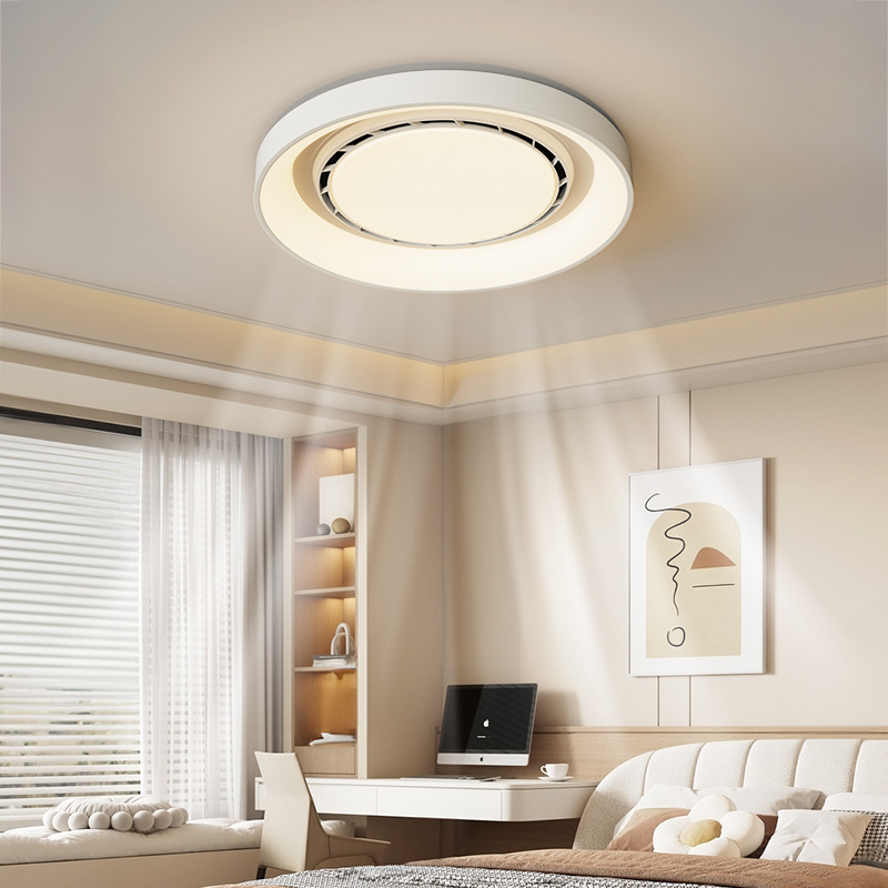 Lámpara de ventilador de dormitorio medieval sin hojas retro simple atmósfera de espectro completo brillante protección de ojos lámpara de ventilador invisible 461L