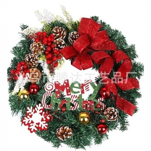 Christmas Wreath with Red Berries Garland Winter Pine Cones Artificial Christmas Bells Snowflake Winter Wreath Front Door Small