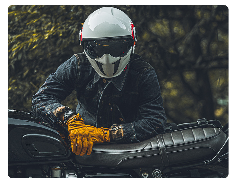 Monster Park Motorcycle Gloves Genuine Sheepskin Retro Cruise Harley Anti-Fall Motorcycle Riding Equipment Autumn