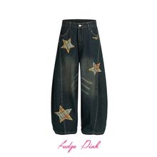 Fudge Pink 2025秋季New美式辣妹个性格纹星星设计牛仔长裤