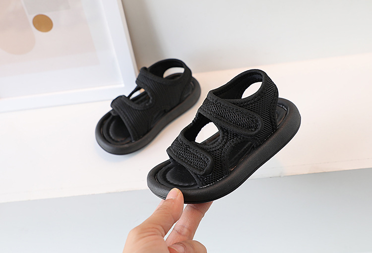 Chaussures d'été en tissu coréen pour enfants, sandales à Velcro respirantes à la mode pour bébés hommes et femmes, plage_voghion.com