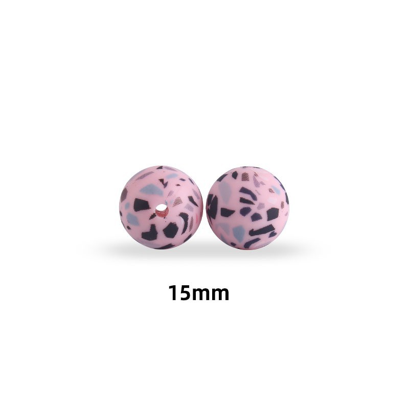 15mm leopardo pétalo color cuentas de transferencia de agua granos de silicona de calidad alimentaria DIY joyería chupete cadena teether pulsera