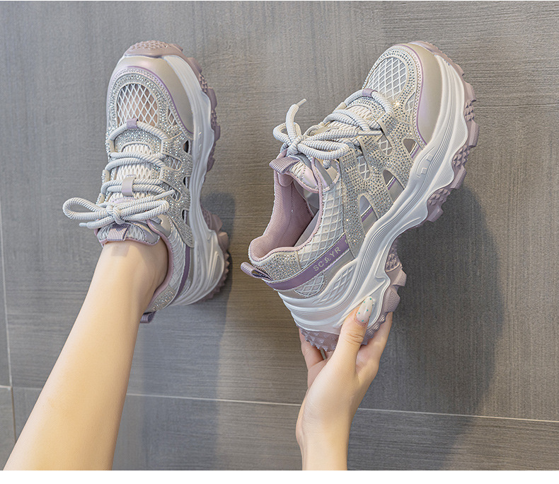 Giày sneaker nữ đế dày tăng chiều cao lưới thoáng khí mùa hè 2026 — Trắng 5075, Champagne 5075, Tím 5075 chi tiết 19