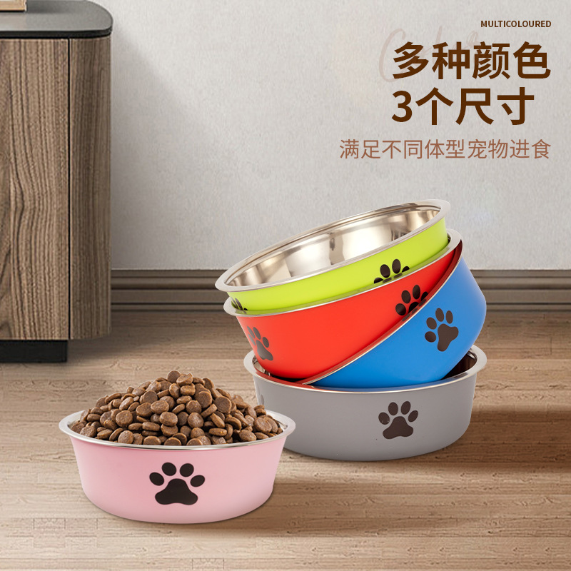 Stainless steel pet bowl food basin double -layer plastic dog pot cat bowl bowl feed grain drinking water pet feed pot wholesale 2