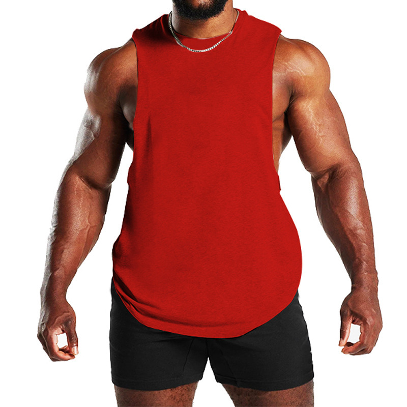 2024 Sommer Neues Fitness-Tanktop für Herren, einfarbig, sportlich, lässig, lockere Schulter-T-Shirt_voghion.com