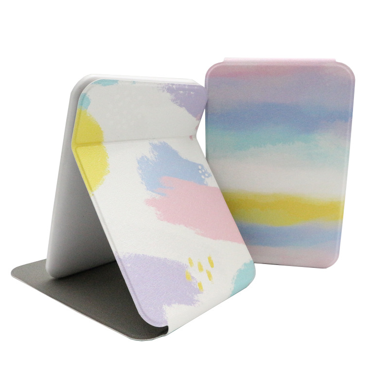 厂家定制3C数码配件玻璃镜防刮小镜子PU皮套便携折叠支架保护套