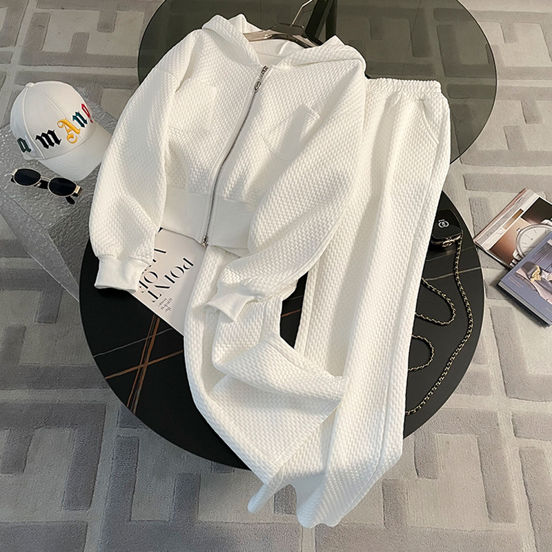 Shenzhen Nanyou European White High-End Casual Fashion Loose Hooded Sports Suit Women's Autumn Style 2025 New Style