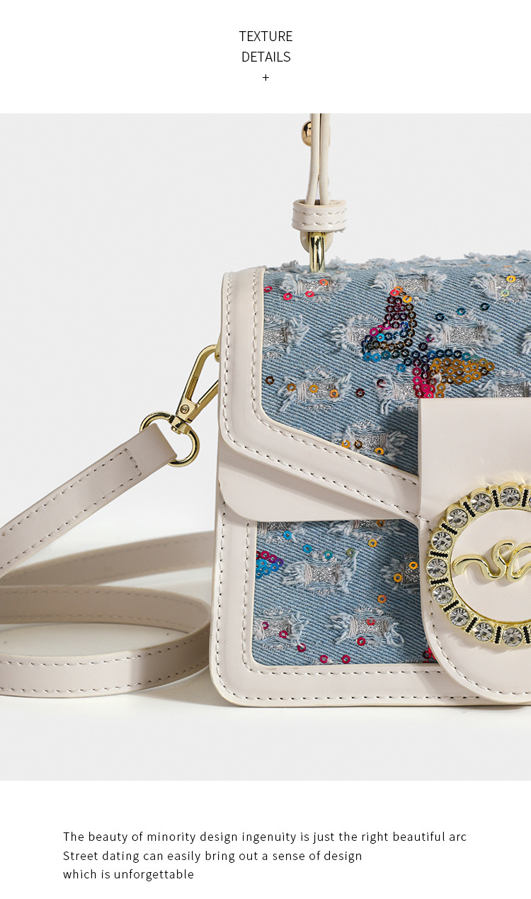 Women's Small Square Shoulder Crossbody Bag With Diamond Accents_voghion.com