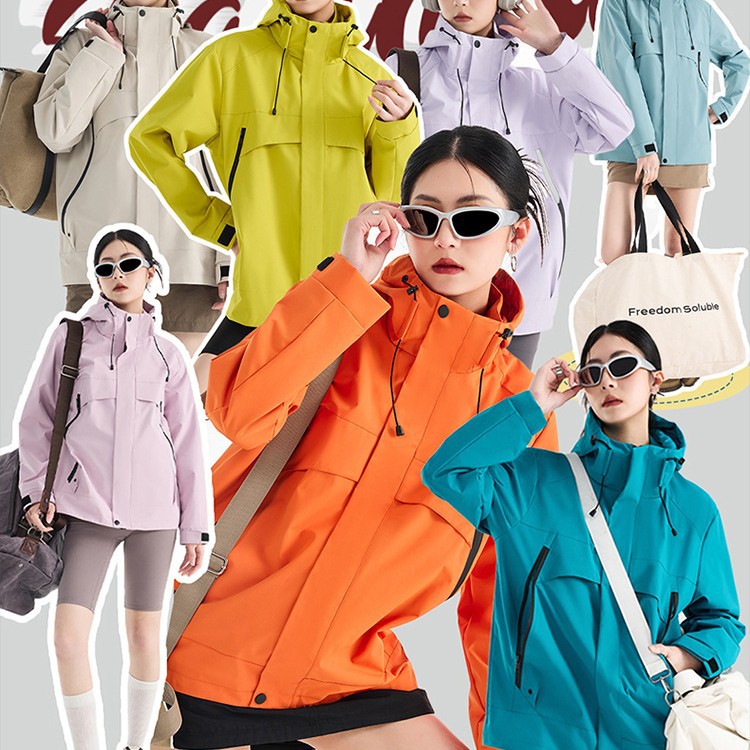 New Dopamine Fashion Outdoor Windbreaker, Windproof, Water-Repellent, Wear-Resistant, Stretchy, Single-Layer Windbreaker