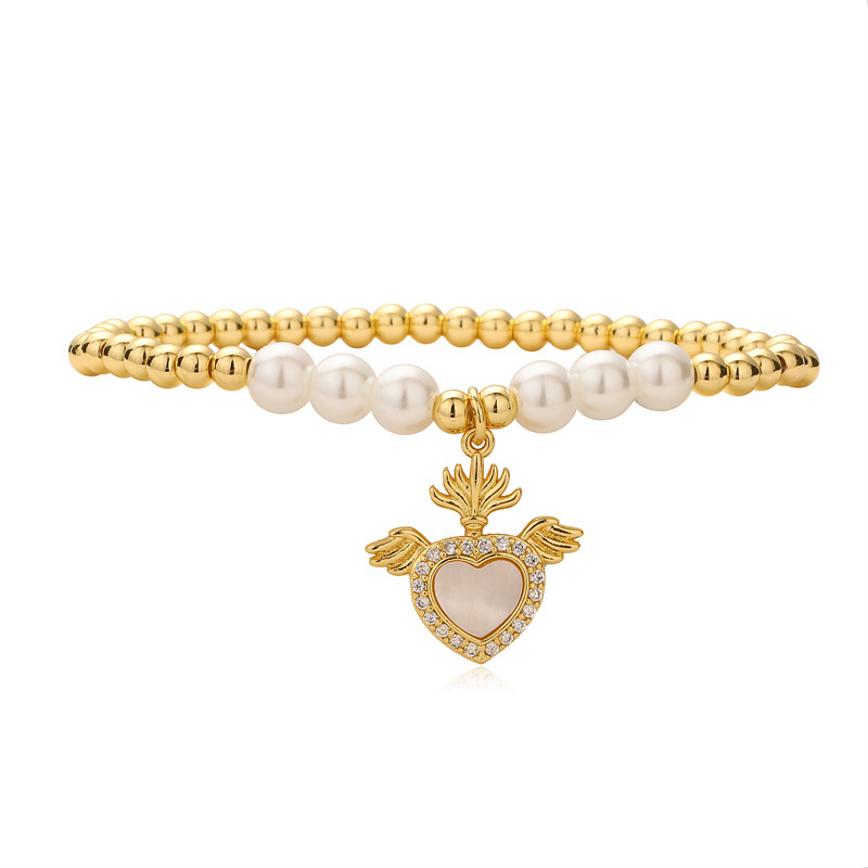 25g Weight Copper Pendant Material Zircon Inlay Material Bracelets Classification Copper Chain Material 1 Piece Quantity Outdoor, Shopping Occasion Copper Material Heart Shape, Wings Pattern Unisex Gender Inlay Design Copper Lady Inlay Heart Shape Wings Zircon Bracelets 11