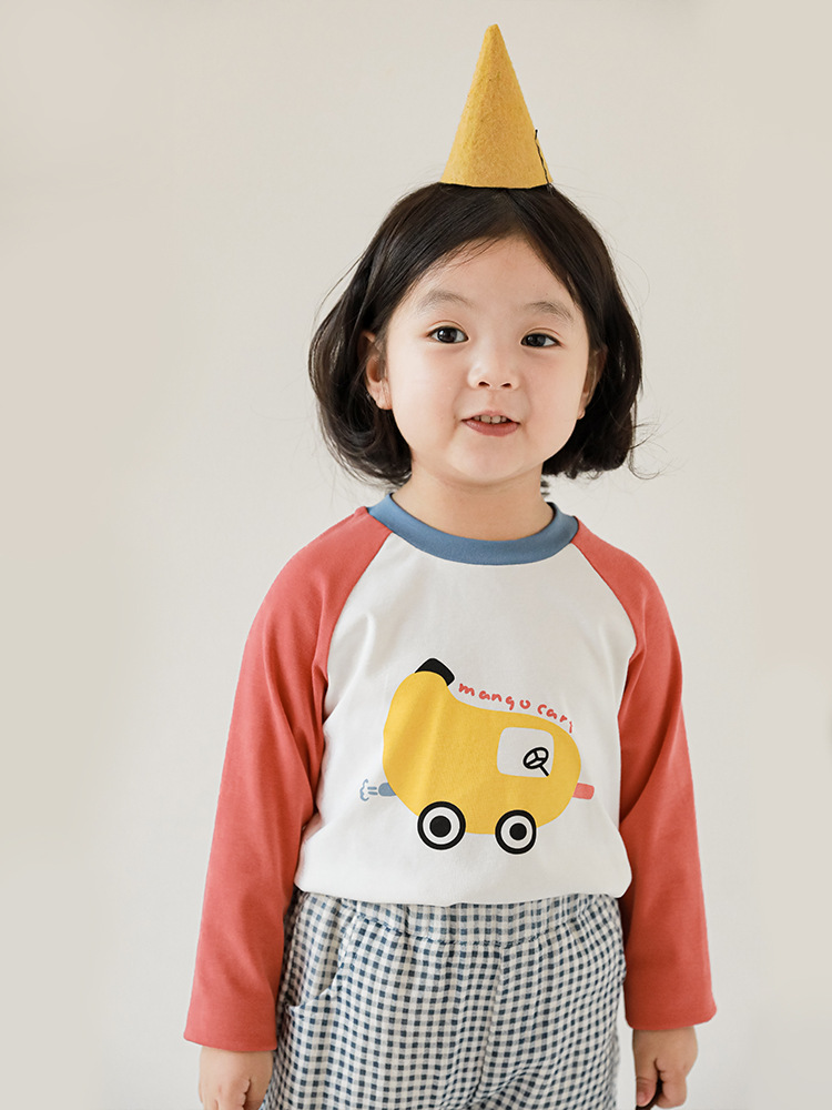 Conjunto de Niña Qiuduomeng, Primavera-Otoño 2025, Camiseta con Estampado de Dibujos Animados, Pantalones Casuales con Lunares para Bebés