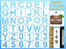 跨境专供36件套英文字母数字喷绘模板36张字母镂空墙绘绘画装饰模