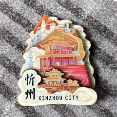 山西大同の特徴的な要素木製金属冷蔵庫マグネットクリエイティブ磁気中国観光都市立体お土産