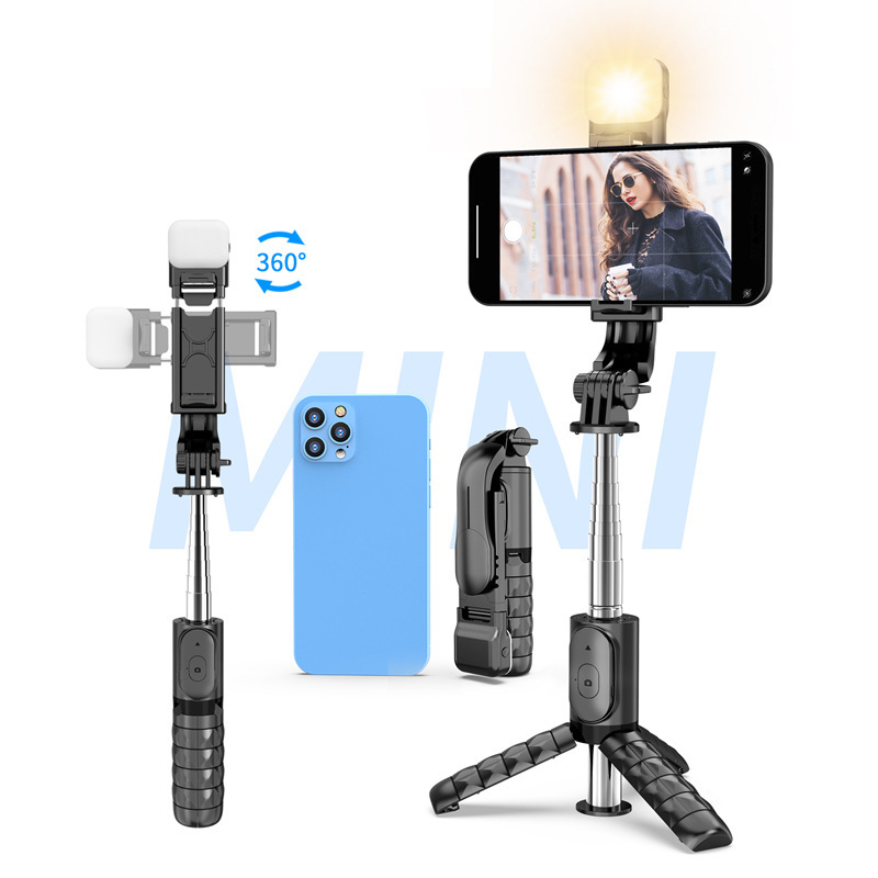 Mobile phone selfie stick Bluetooth remote control beauty fill light mini integrated photo desktop live three-legged bracket