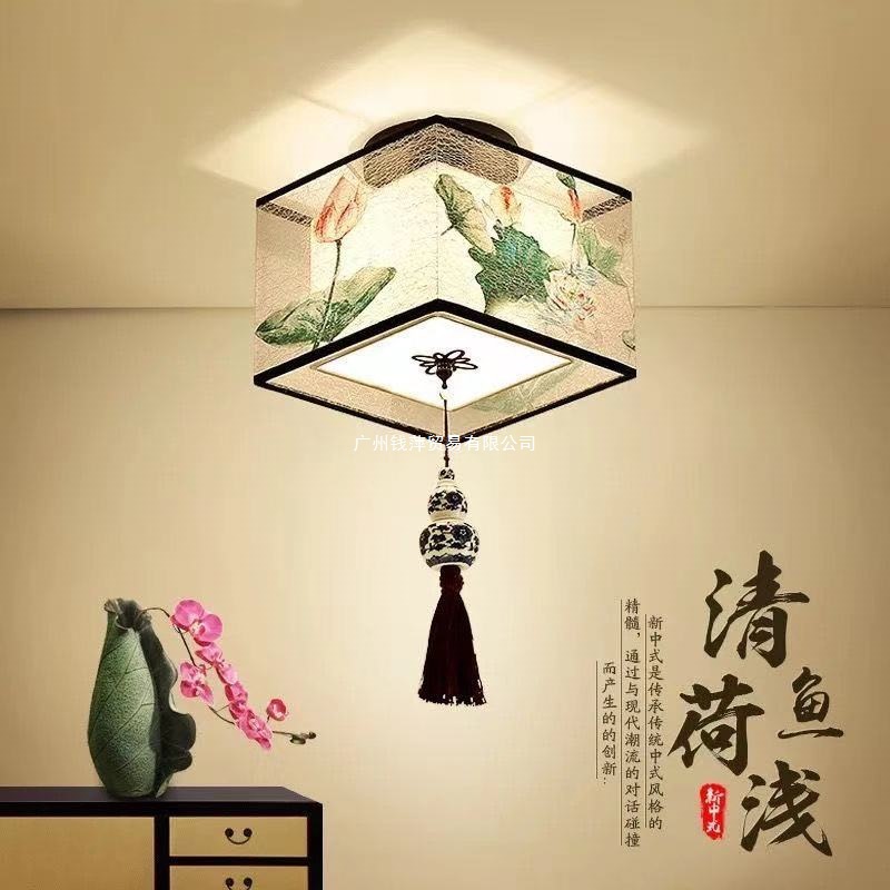 Aisle Ceiling Lamp, Balcony Entrance Corridor Lamp, New Chinese Style Led Simple Bedroom Foyer Entrance Small Chandelier Suction Lamp