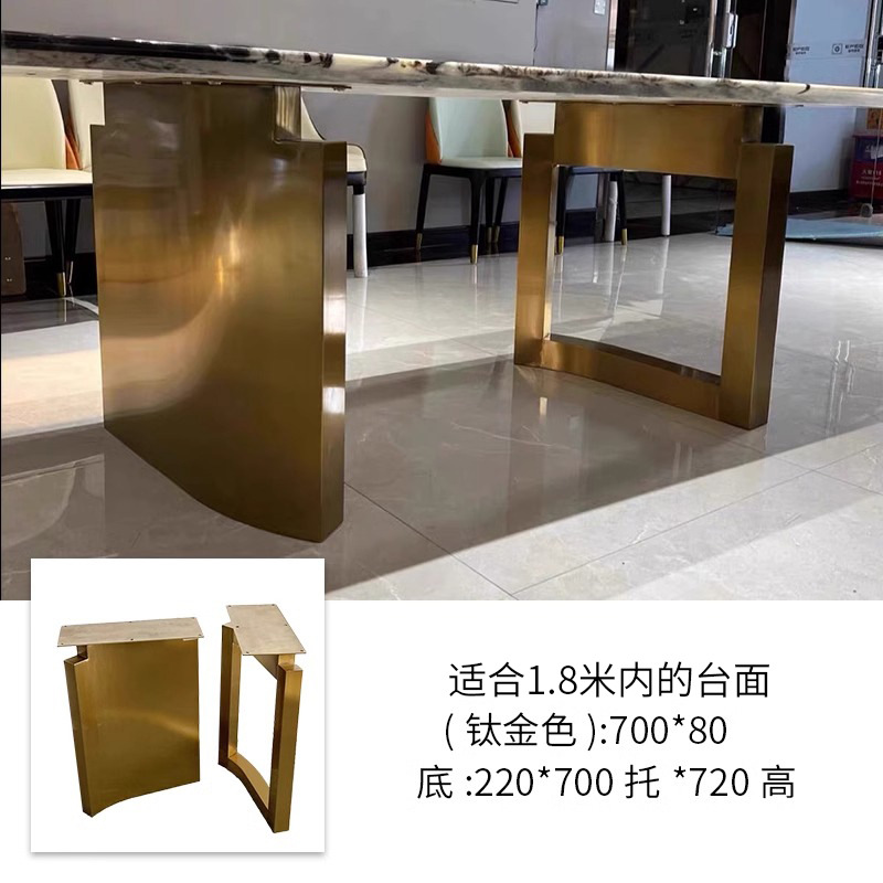 Mesa de acero inoxidable soporte de piernas de mármol base de lujo ligero marco de soporte de tabla de roca mesa redonda pie de mesa larga isla marco de mesa pie de comedor