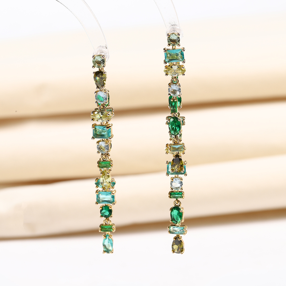 Elegant Quadrat Oval Kupfer Inlay Zirkon Armbänder Ohrringe Halskette display picture 4