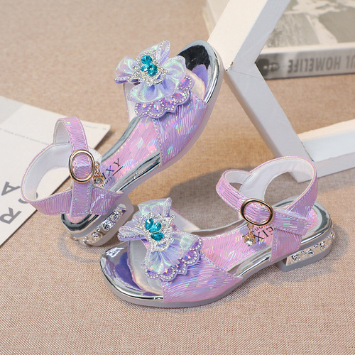 Factory direct supply of girls sandals  summer new middle and large children open toe Velcro student dance shoes wholesale