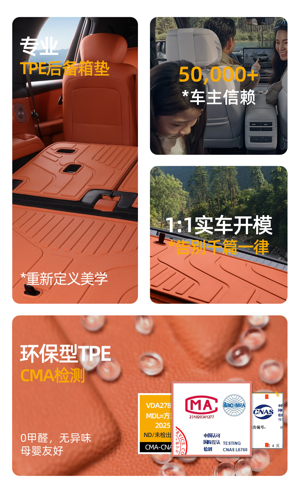 Suitable for Galaxy M9 trunk mat, 25-26 models, Geely-specific six-seater modified TPE car trunk mat