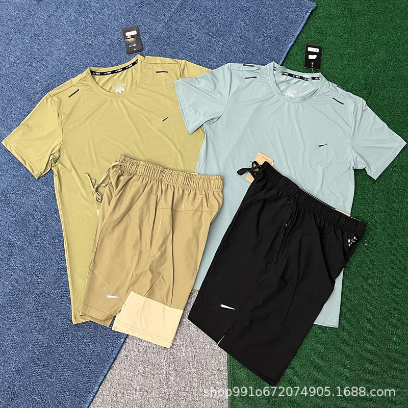2025 トレンドトレーニングランニングフィットネス半袖スーツスポーツショーツ弾性速乾通気性通気性外国貿易薄型メンズ|undefined