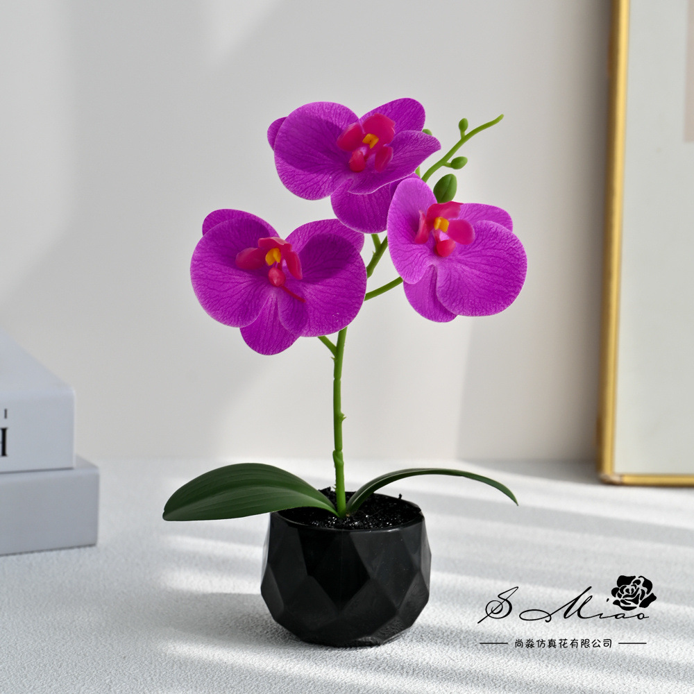 Tres flores sensación de orquídea mariposa pequeña imitación de bonsai maceta creativa flores falsas decoración del hogar fotografía de boda flores artificiales image 3
