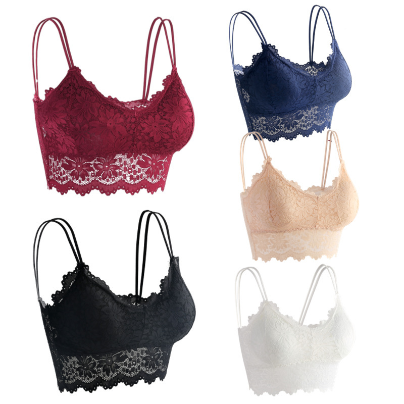 Lace Sexy Strapless Top Sling Anti-running Light Wrap Vest Sunflower Large Size Beautiful Back Bra Women's Cross-border
