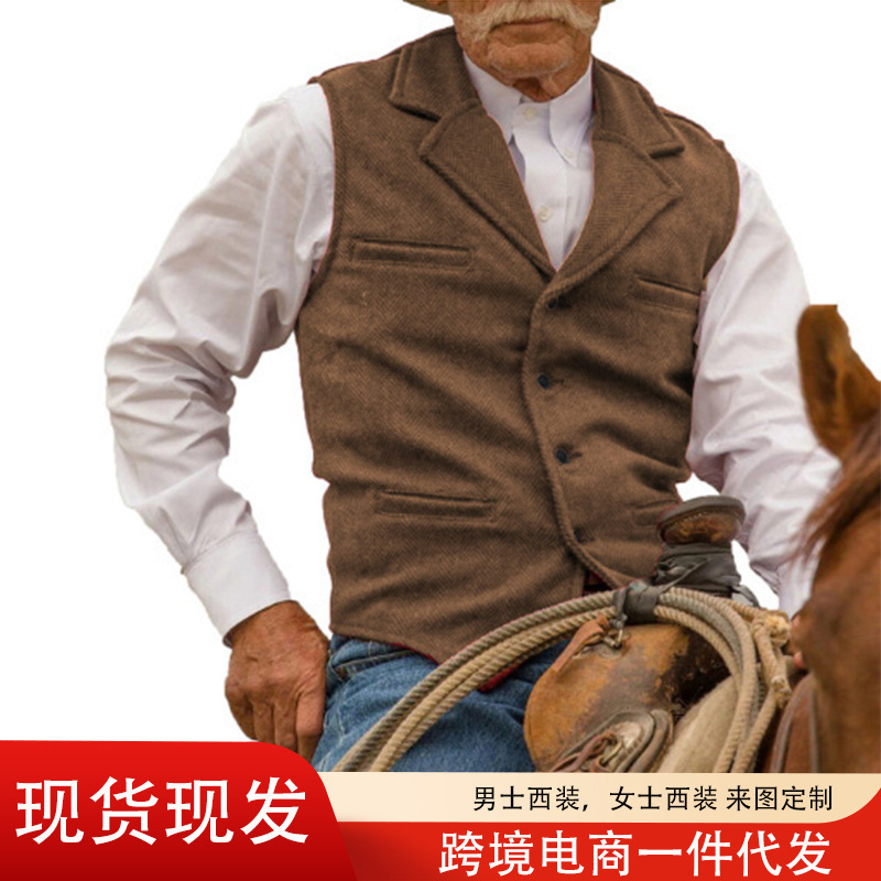 Men's Vest Aliexpress Hot Sale Slim Herringbone Vest Men's Dress Casual Business Wear Vest in Stock