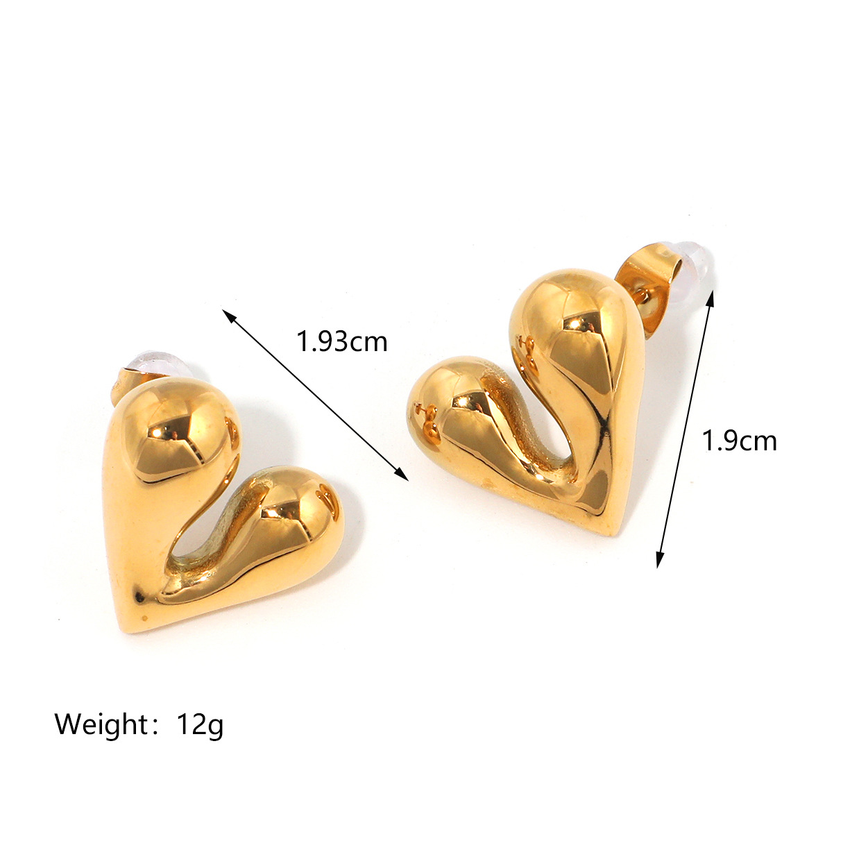 25g Weight PVD Coated Gold Plating Process 304 Stainless Steel Ear Needle Material Real Gold Plated Plating Material Ear Studs Classification Butterfly Backs Ear Cap Type 1 Pair Quantity Holiday, Daily Occasion 304 Stainless Steel Material Heart Shape Pattern All Seasons Season Women's Gender Plating Design Elegant, Cute Style 1 Pair Elegant Cute Heart Shape Plating 304 Stainless Steel 18K Gold Plated Butterfly Backs Ear Studs 4
