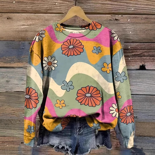 New cross-border plus-size Christmas-themed crewneck sweatshirt with 3D digital print—European and American style.