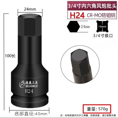 Mühərrik tənzimləmə alətləri, 19mm hexagonal socket H-type - 3-4inch-internal-hexagon-24mm