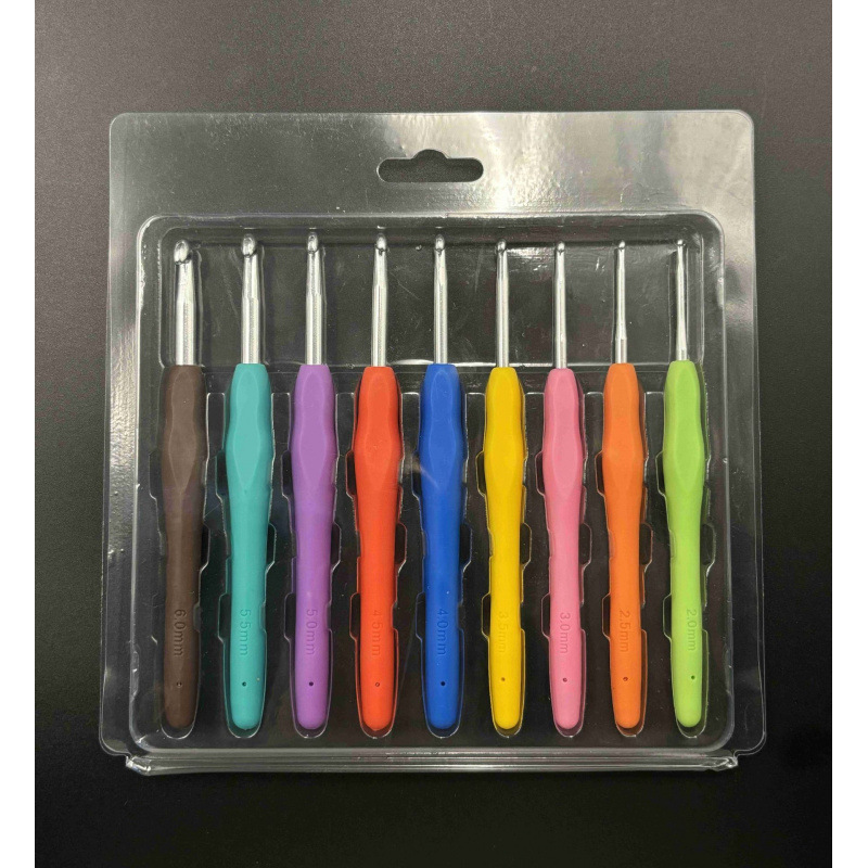 Juego de Agujas de Ganchillo de Aluminio con Mango de Plástico para Tejer Suéteres