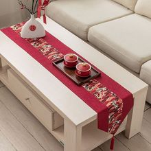 喜庆红色桌旗新年中式结婚礼婚庆桌布艺茶席中国风棉麻复古典长条