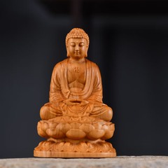 崖柏木雕大日如来高8cm文玩摆件创意根雕家居饰品中式客厅车摆件