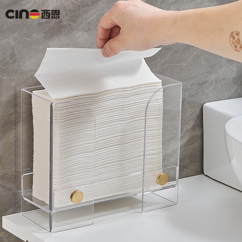 Wholesale acrylic countertop hand towel box kitchen bathroom wall-mounted desktop tissue box holder desktop vertical drawer