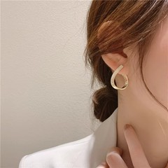 韩国东大门S925银针微镶锆石镂空水滴气质百搭耳环耳钉女小众耳饰