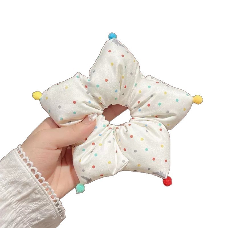 可爱彩色波点~星星海绵大肠发圈女丸子头低马尾扎头发绳韩版头饰|undefined