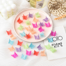 儿童果冻透亮塑料发夹爪塑料夹饰品金葱粉小抓夹外贸厚款蝴蝶抓夹