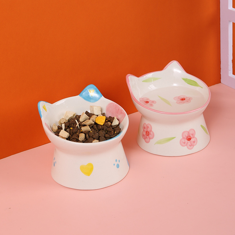 Creative Ceramic Pet Bowl with Slanted Mouth and Neck Protector, Cat Food Tall Cat Bowl, Cute Painted Cat Food with Water Multi-Functional Bowl Creative Ceramic Pet Bowl with Slanted Mouth and Neck Protector, Cat Food Tall Cat Bowl, Cute Painted Cat Food with Water Multi-Functional Bowl