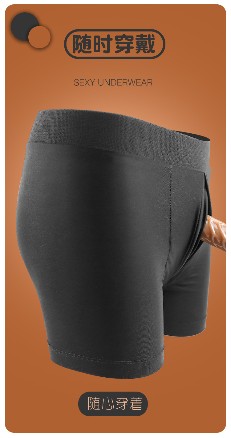 Wearable Dildo Underwear with Stretch Leather Pants, Black TPE Hollow Design for Adults — detail image 26