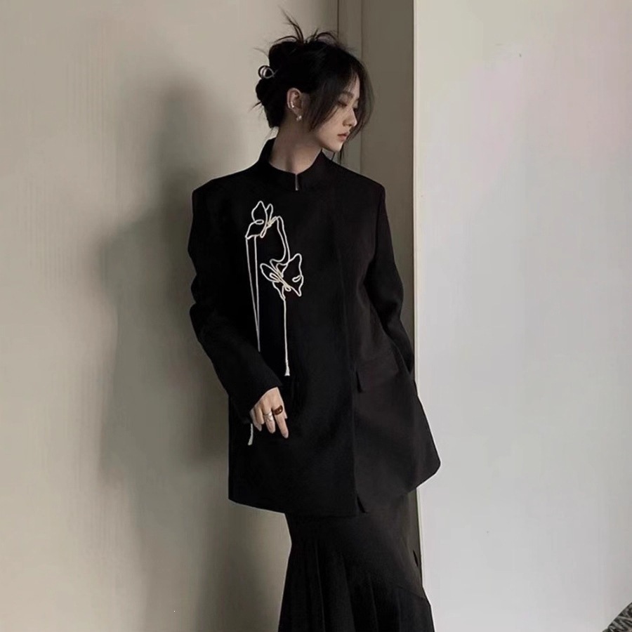 Yohji Yamamoto's new Chinese-style suit jacket, a high-end, niche design for spring and autumn, in black, casual style, for women