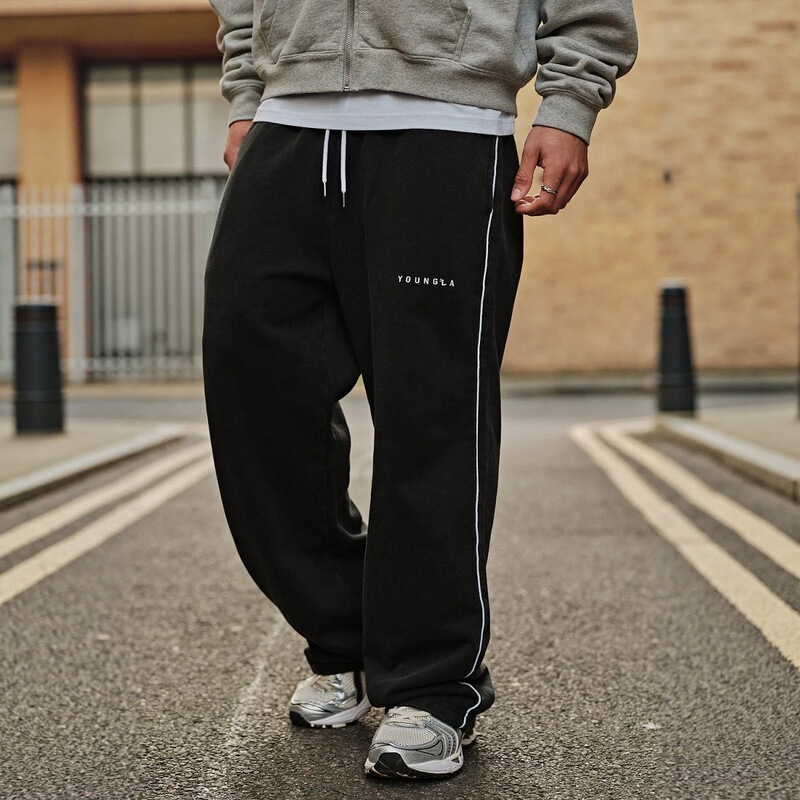 Youngla American Style Male Sweatpants Jogger Muscle Sports Fitness Training Trousers Cotton Embroidery Wide Leg Pants