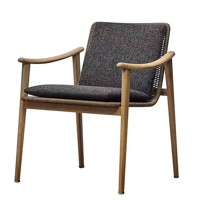 Jardín al aire libre mesa de teca y silla terraza patio muebles de madera maciza Villa Hotel modelo habitación al aire libre ratán Silla de comedor combinación