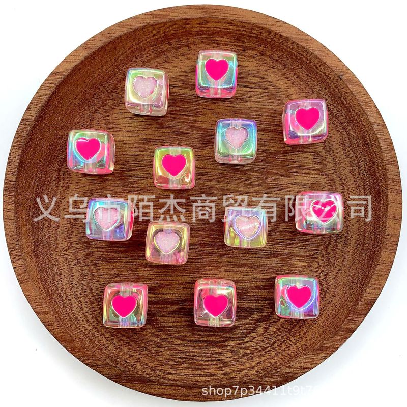 アクリル透明 2 色ラブダイスビーズ DIY ジュエリールースビーズアクリルスクエアオイルドリップメッキカラースクエアビーズ|undefined
