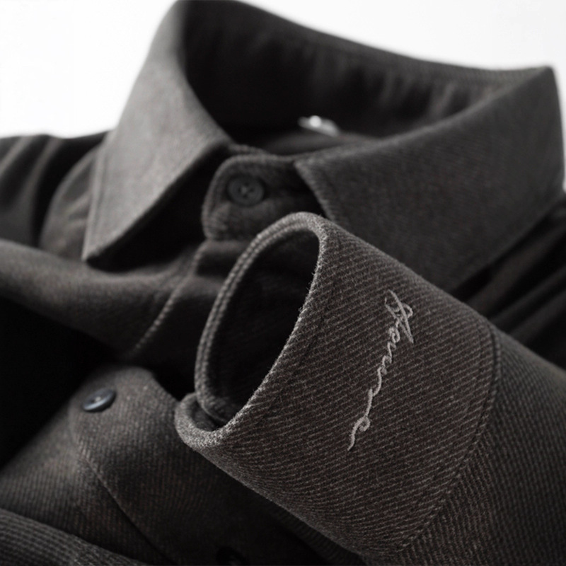Woolen Fashion Business Shirt Men's Embroidered Handsome High-End Casual Men's Slim Fit Brushed Long-Sleeved Shirt for Men Woolen Fashion Business Shirt Men's Embroidered Handsome High-End Casual Men's Slim Fit Brushed Long-Sleeved Shirt for Men