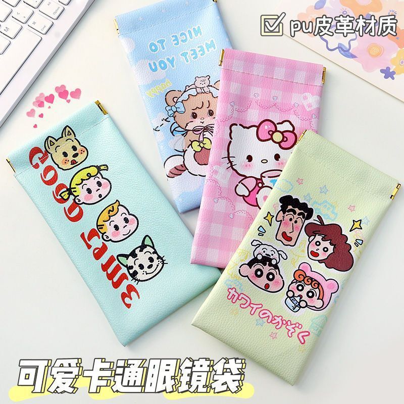 Crayon Shin-Chan Portable Glasses Case Dustproof Cartoon Cute Glasses Case for Women Myopia Glasses Protective Cover