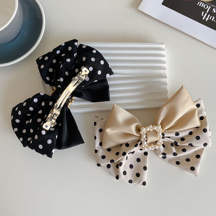Headwear Classification Korean Style Wave Dot Big Bow Pearl Hairpin
