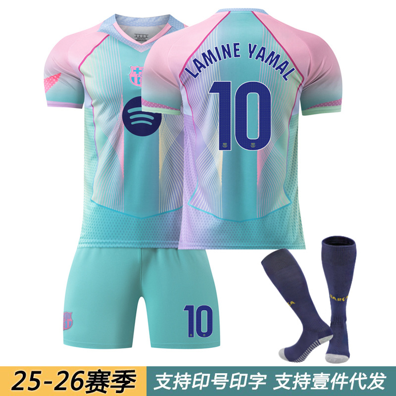 Barcelona 14 Rashford Jersey Blue No. 10 Yamal Football Uniform Suit Men's 11 Raphinha 8 Pedri