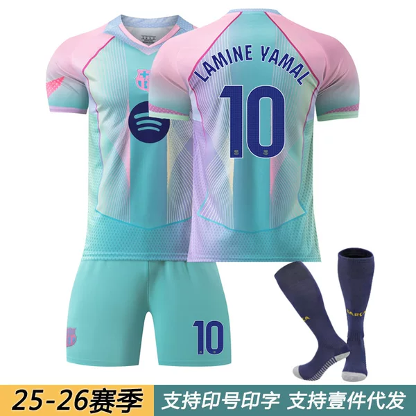 Barcelona 14 Rashford Jersey Blue No. 10 Yamal Football Uniform Suit Men's 11 Raphinha 8 Pedri